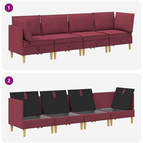 Set di divani modulari con spazio di archiviazione 4 pcs - Foto 8
