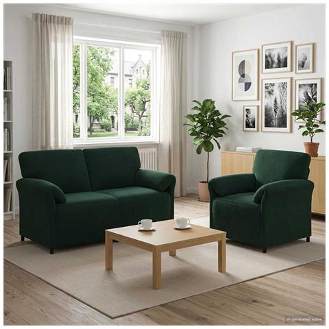 Set di divani 2 pz Verde Scuro Velluto - Foto 2