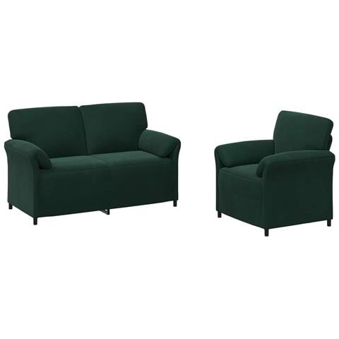 Set di divani 2 pz Verde Scuro Velluto - Foto 1