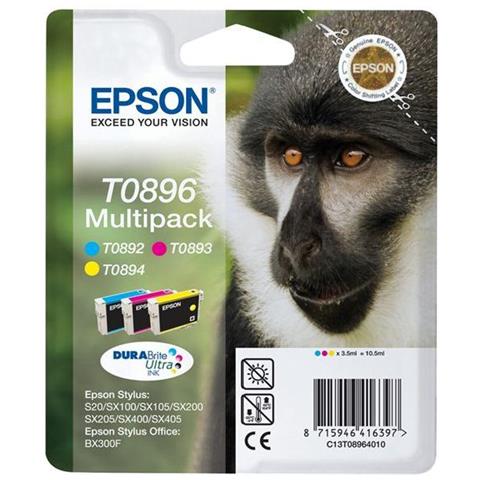 C13T08954010 Cartuccia Ink Originale Nero / Ciano / Giallo / Magenta per Stylus S21 / SX100 / SX105 Capacità 500x4 Pagine - Foto 4