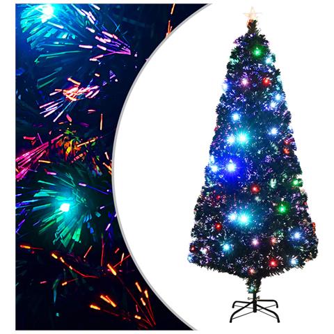 Albero di Natale Preilluminato con Supporto 210 cm Fibra Ottica - Foto 1