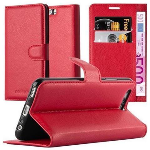 Custodia Compatibile Con Huawei P10 In Rosso Carminio - Coperchio Protettiva Con Chiusura Magnetica, Funzione Stand E Tasca Per Le Carte - Foto 1