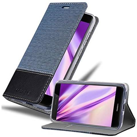 Custodia Compatibile Con Huawei P8 Lite 2017 In Blu Scuro Nero - Coperchio Protettiva Con Chiusura Magnetica, Funzione Stand E Tasca Per Le Carte - Foto 1