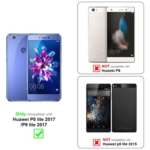 Custodia Compatibile Con Huawei P8 Lite 2017 In Blu Scuro Nero - Coperchio Protettiva Con Chiusura Magnetica, Funzione Stand E Tasca Per Le Carte - Foto 10