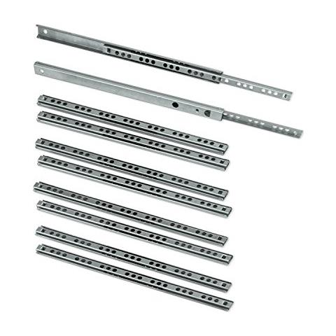 3009505 Guide / binari Con Cuscinetti A Sfere Ad Estrazione Parziale Per Cassetto, 17 X 182 Mm, 10 Pezzi, Zincato, 5 Paires-182mm - Foto 1