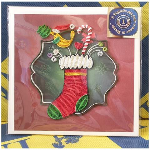 Biglietto D'auguri Origamo ''calza Dei Doni''' Quilling - Foto 1