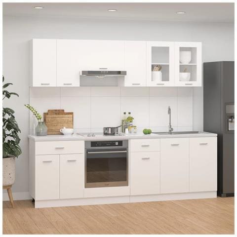Set Armadi da Cucina 8 pz Bianco in Legno Multistrato - Foto 2