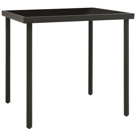 Tavolo Da Pranzo Per Esterni Antracite 80x80x72cm Vetro Acciaio - Foto 2