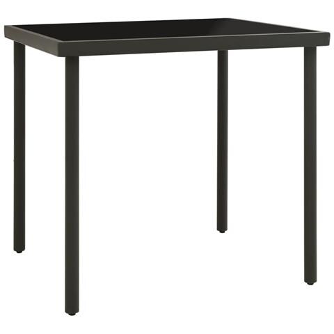 Tavolo Da Pranzo Per Esterni Antracite 80x80x72cm Vetro Acciaio - Foto 1