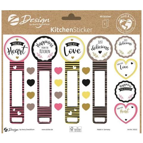 Zweckform Zdesign Trend Sticker Kche Siegelaufkleber Aus Beschriftbarem Papier, Wiederablsbar, Mehrfarbig Mit - 1 Stck (54552)  - Foto 1