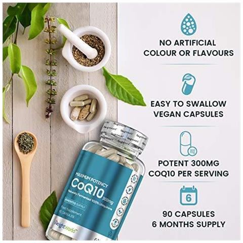 Ad Alta Resistenza Ubiquinone Coq10 Capsule - 300 Mg (6 Mese Dapprovvigionamento) - Pure Supplemento Coenzima Q10 Naturale Immunitario Salute Cervello Cuore Anti Aging Formula Energia Contro La Stanchezza Vegan-friendly - Foto 4
