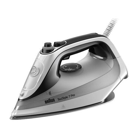 TexStyle 7 Pro SI7149WB Ferro da stiro a secco e a vapore EloxalPlus soleplate 2900 W Nero, Bianco - Foto 1