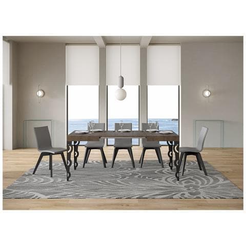 Tavolo Allungabile 80x120/204 Cm Karamay Telaio Antracite - Noce - Foto 5