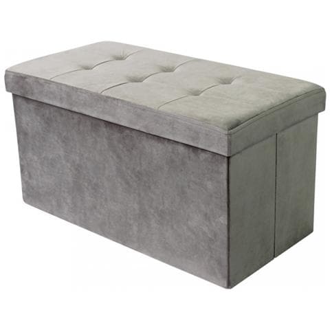 Pouf Contenitore Quadrato In Stoffa Grigio Scuro - Foto 1