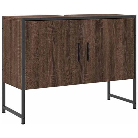 Mobile Lavabo Bagno Rovere Marrone 60x30x60cm Legno Multistrato - Foto 1