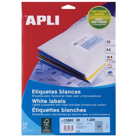 Adesivi /etichette Circolare Ø 30 Mm Bianco A4 25 Foglie - Foto 1