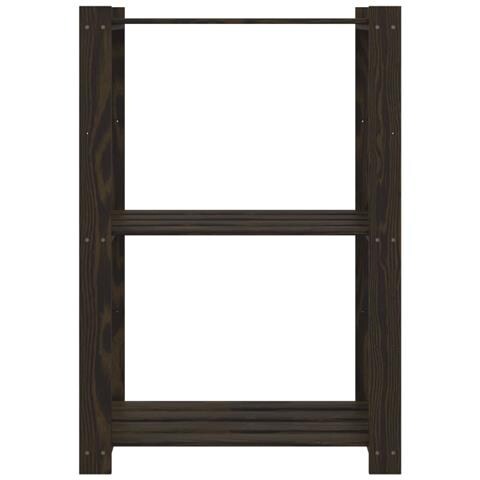 Scaffale A 3 Livelli Nero 60x38x90 Cm In Legno Massello Di Pino - Foto 3