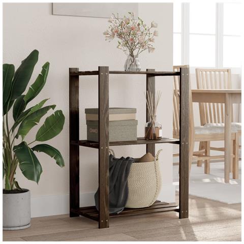 Scaffale A 3 Livelli Nero 60x38x90 Cm In Legno Massello Di Pino - Foto 1