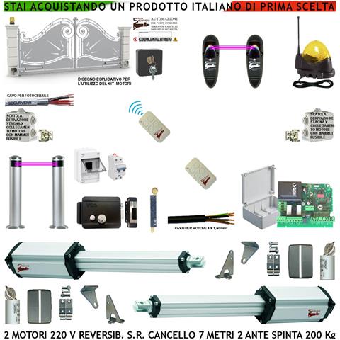 Kit Apricancello 7 Metri 2 Ante Da 3,5 Mt 2 Motori Elettromeccanici Reversibili 230 V Centrale 2 Coppie Fotocellule 2 - Foto 1