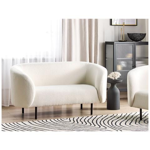 Divano 2 Posti Loen Bouclé Bianco - Foto 1