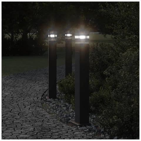 Lampada Da Terra Per Esterni Con Presa Nera 80 Cm Alluminio - Foto 1