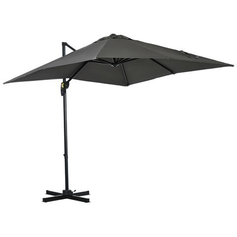 Ombrellone Da Giardino Con Angolazione Regolabile Su 5 Livelli E Rotazione A 360°, 2.5x2.5 M, Grigio - Foto 1