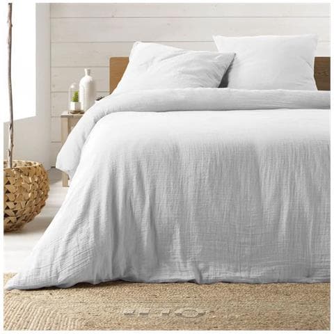 Biancheria Da Letto In Garza Di Cotone Bianco 240 X 220 Cm - Foto 1