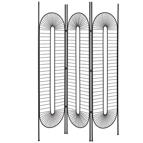 Paravento 3 Pannelli Metallo Nero 135 X 170 Cm Noale - Foto 2