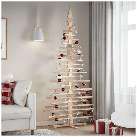 Albero Di Natale Decorativo In Legno 210 Cm Legno Massello Pino - Foto 1
