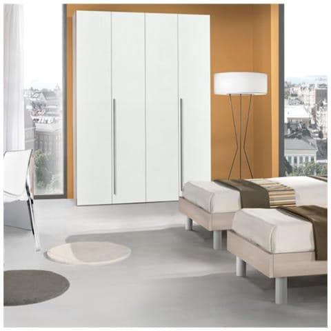 Armadio Urano 4 Ante Battenti Bianco Larice Con Maniglia In Alluminio - Foto 1