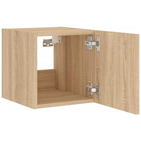Mobili TV a Parete con Luci LED 2pz Rovere Sonoma 30,5x35x30 cm - Foto 2