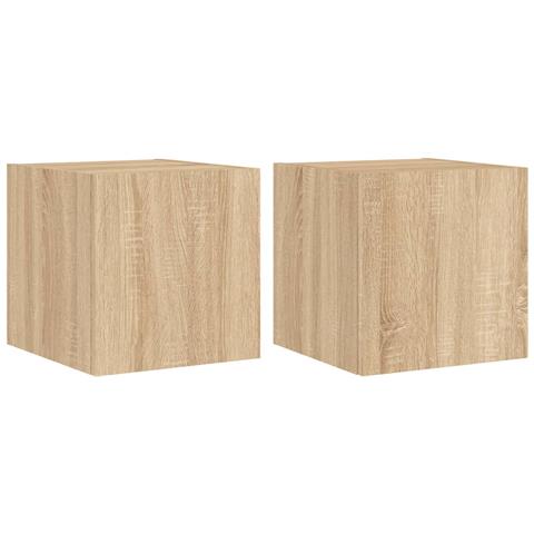 Mobili TV a Parete con Luci LED 2pz Rovere Sonoma 30,5x35x30 cm - Foto 1