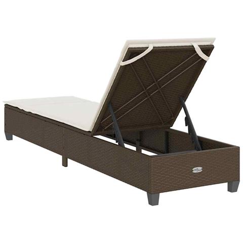 Lettino Prendisole con Cuscini Marrone 55x200x25,5cm Polyrattan - Foto 2
