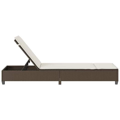 Lettino Prendisole con Cuscini Marrone 55x200x25,5cm Polyrattan - Foto 9