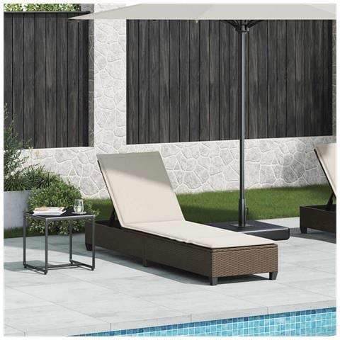 Lettino Prendisole con Cuscini Marrone 55x200x25,5cm Polyrattan - Foto 1