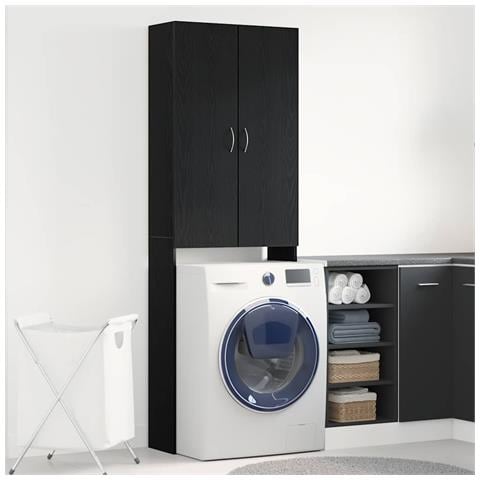 Mobile per Lavatrice Rovere Nero 64x25,5x190 cm - Foto 1