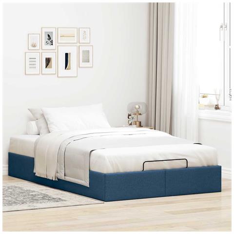 Struttura Letto Pouf Senza Materasso Blu 120x190 Cm In Tessuto - Foto 3