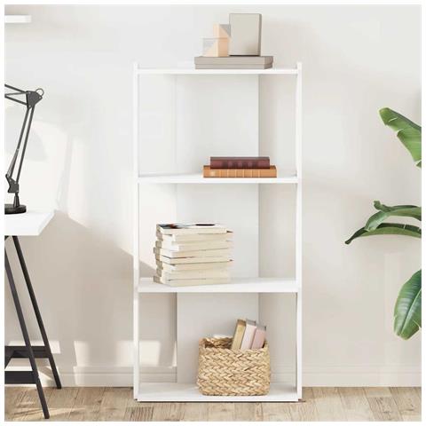 Libreria A 3 Ripiani Bianca 60x30x120 Cm In Legno Multistrato - Foto 3