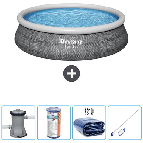 Piscina Fuori Terra - In Giro - 457x84 Cm - Grigio - Include Accessori Coordinati Cb54 - Foto 1