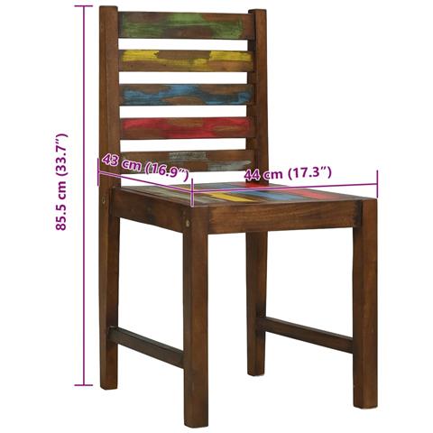 Sedie Da Pranzo 2 Pz In Legno Massello Di Recupero - Foto 8