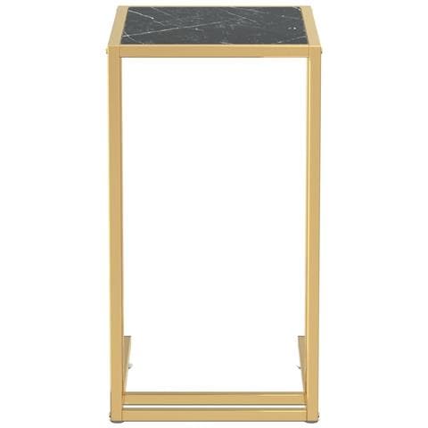 Lusso Casadino -  Tavolino Per Computer Marmo Nero 50x35x65 Cm Vetro Temperato - Foto 2