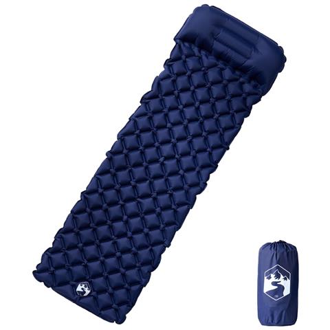 Materasso Campeggio Gonfiabile con Cuscino 1 Persona Blu Marino - Foto 1