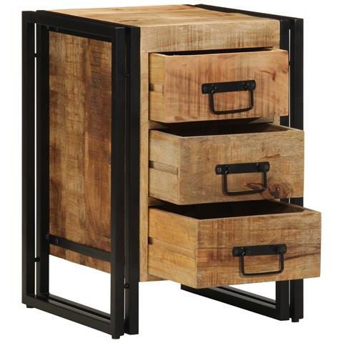 Comodino  40x35x50 cm in legno massello grezzo di mango - Foto 1