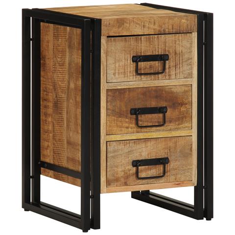 Comodino  40x35x50 cm in legno massello grezzo di mango - Foto 2