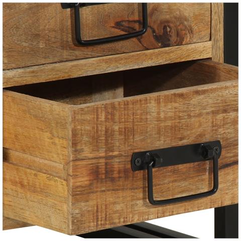 Comodino  40x35x50 cm in legno massello grezzo di mango - Foto 9