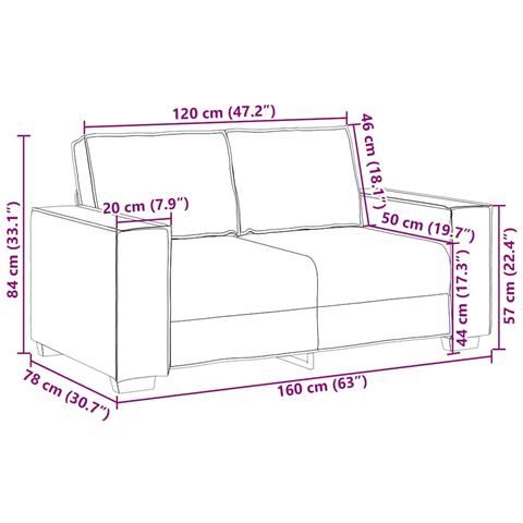 Divano a 2 posti Grigio chiaro 120 cm in tessuto - Foto 9