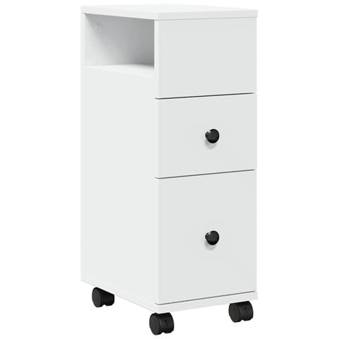 Mobile da Bagno Stretto con Ruote Bianco in Truciolato - Foto 1