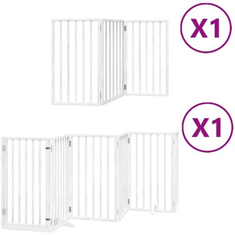 Cancello Cani Porta Pieghevole Bianco 9 Pannelli 450 cm Pioppo - Foto 1