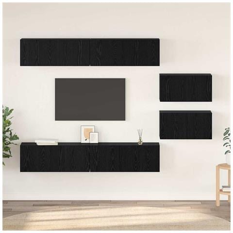 Set mobile TV 6 pcs Rovere Nero 80 x 30 x 30.5 cm Small - Foto 2