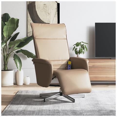 Poltrona Reclinabile Massaggi Poggiapiedi Cappuccino Similpelle - Foto 2